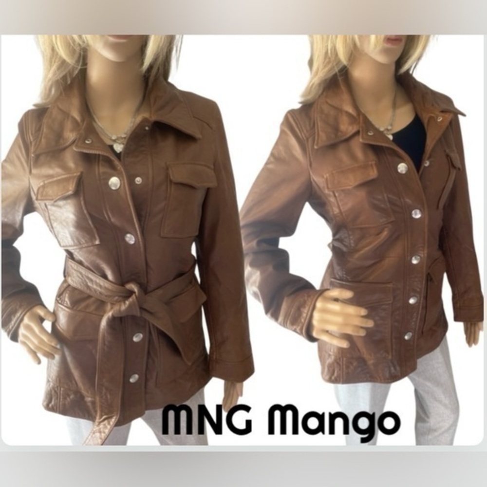 MANGO MNG Saharian Sheepskin Leather Jacket - Macy's Light Lined XS/SM MSRP $280